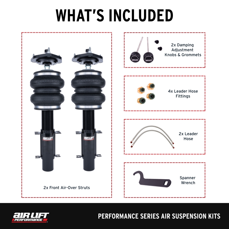 Volkswagen Beetle Air Suspension Front Kit - Air Lift - Performance, 32-Level Damping, Progressive Rate, Double-Bellow - `98-`10